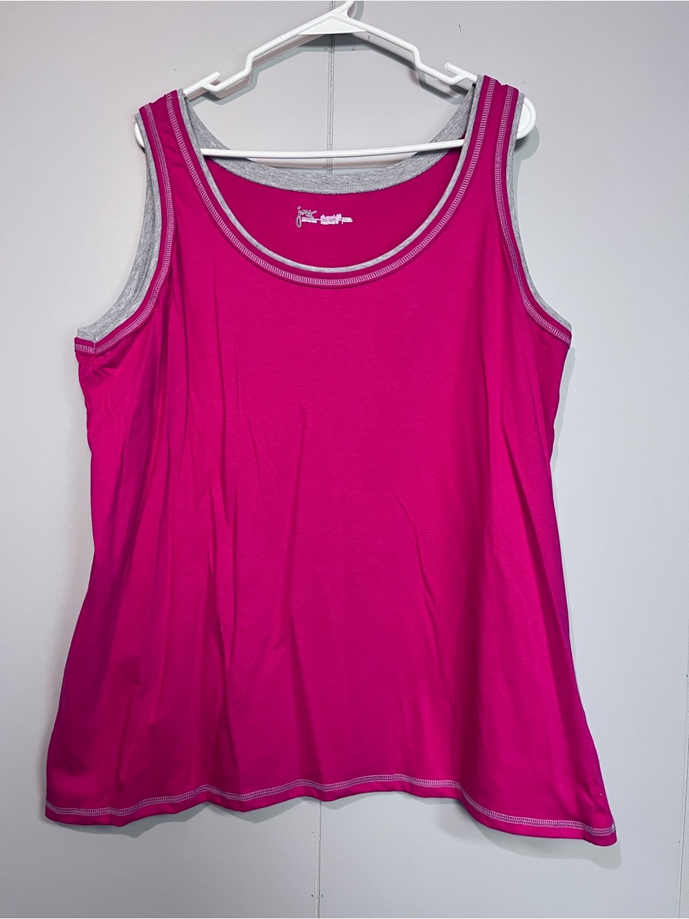 Just My Size Shaped Fit Tank Top 3X – Hot Pink & Grey